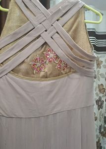 Lycra Gown With Pant And Dupatta- Mauve Color