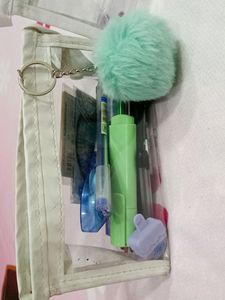 Aesthetic Korean White Transparent College Pouch