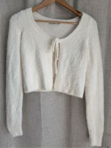 Hollister Coquette Fuzzy Sweater Cardigan Bow XS