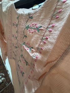 Peach Embroidered Kurti