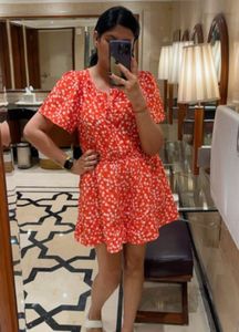 Anthropologie Red Printed Playsuit with Pockets