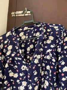 Floral Print Navy Blue Dress