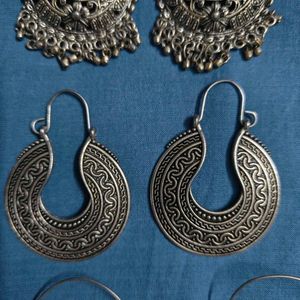 Silver Tone Statement Earring Bundle