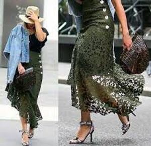 Olive Green Lace Skirt