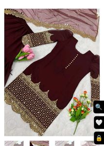 Maroon Embroidered Salwar 3pscSuit