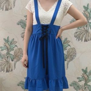 Cute Blue Lace-Up Dress