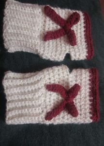 Handmade Crochet Bow Wrist Warmers