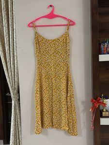 Mustard Floral Aline Dress