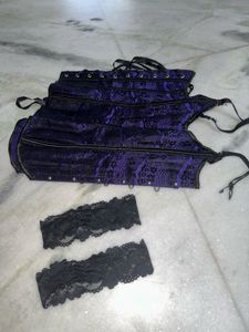 Purple Corset with Lace Sleeves