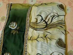 saree olive & yellow