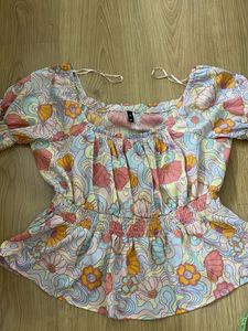 Floral Print Peplum Top