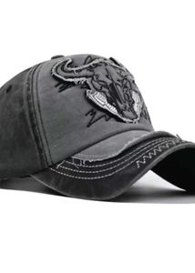 Bull Skull Distressed Baseball Cap