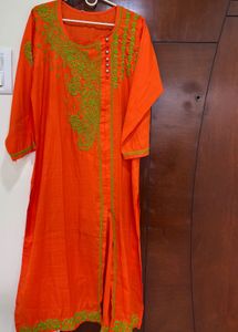 Orange Embroidered Kurta
