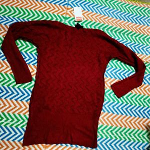maroon Knit long Sweater