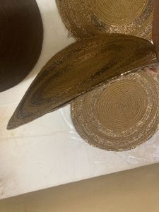 CANVASS Decorative Handmade Beaded Golden Round Pl