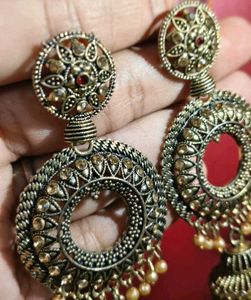 Gold Jhumka Earrings
