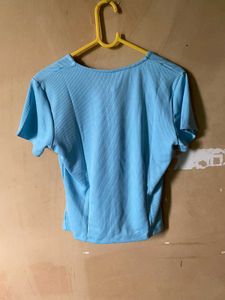 Blue Bow Front Fitted Top