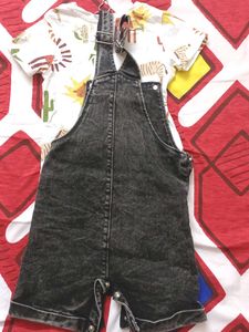 Cute Lion Denim Overalls &amp; Tee Set For Baby Boy
