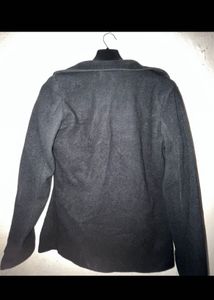 Black Zip Up Wool Blend Jacket