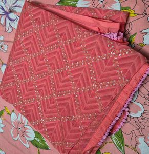 Peach Sequined Saree