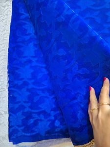 Royal Blue and white saree