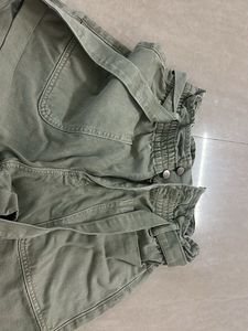 Sage Green Belted Shorts