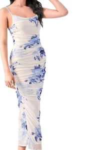 Pink And White Floral Bodycon Dress With Shrug 🥰