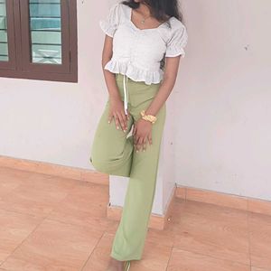 Top And Trouser Set🤍💚
