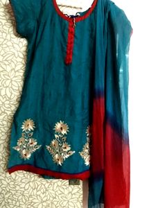 Pure Cotton Heavy Embroidery Work Kurti With Dupat