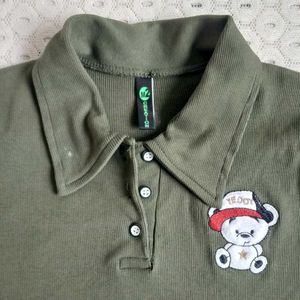 Olive Green Bear Polo