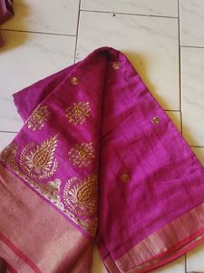 Elegant Pink Embroidered Saree