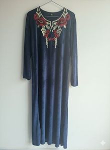 Floral Embroidered Velvet Dress