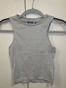 White & Black Striped Tank Top