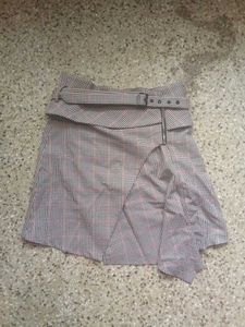 Checkered Skirt With Belt