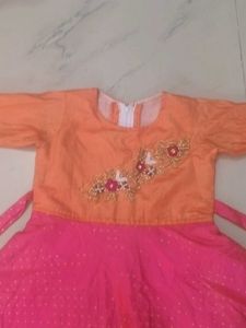 Girls Pink &amp; Peach Party Dress