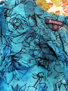 Floral Print Blue Long Shirt