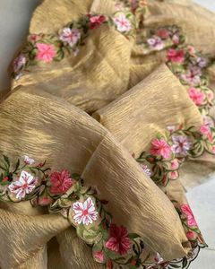 New Banarasi Crushed Tissue Embroidered Saree