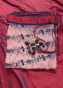 Elegant Ball Gown Maroon Dress with Heavy Dupatta