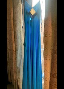 Blue Geometric Evening Gown