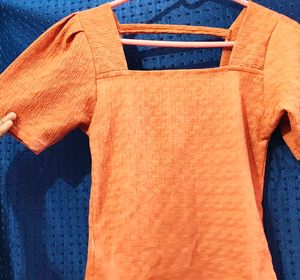 Orange Square Neck Top