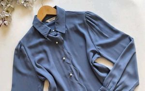 Ash Blue Pearl Button Shirt