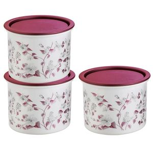 Floral‑printed 1 L Round Plastic Storage Container