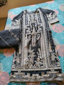 Grey Pakistani Kurta Set With Dupatta