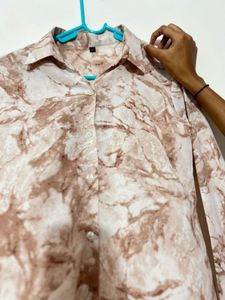 Marble Print Button-Up Shirt
