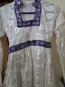 White Floral Anarkali Dress