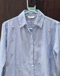 ZARA DUPE STRIPED BEADED SHIRT💎