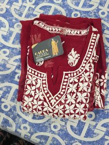 Maroon Embroidered Kurta