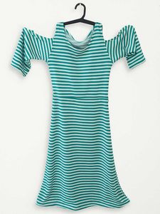 Striped Cold Shoulder Midi Dress