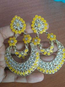 🌼 Yellow Kundan Earrings | Premium Festive Look ✨