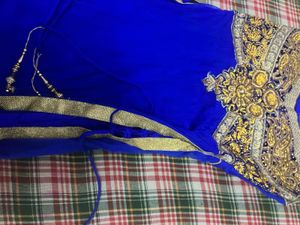 Royal Blue Embroidered Anarkali Suit